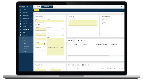 Bærbar med skærmbillede af INEXTIA Lagerstyring modul