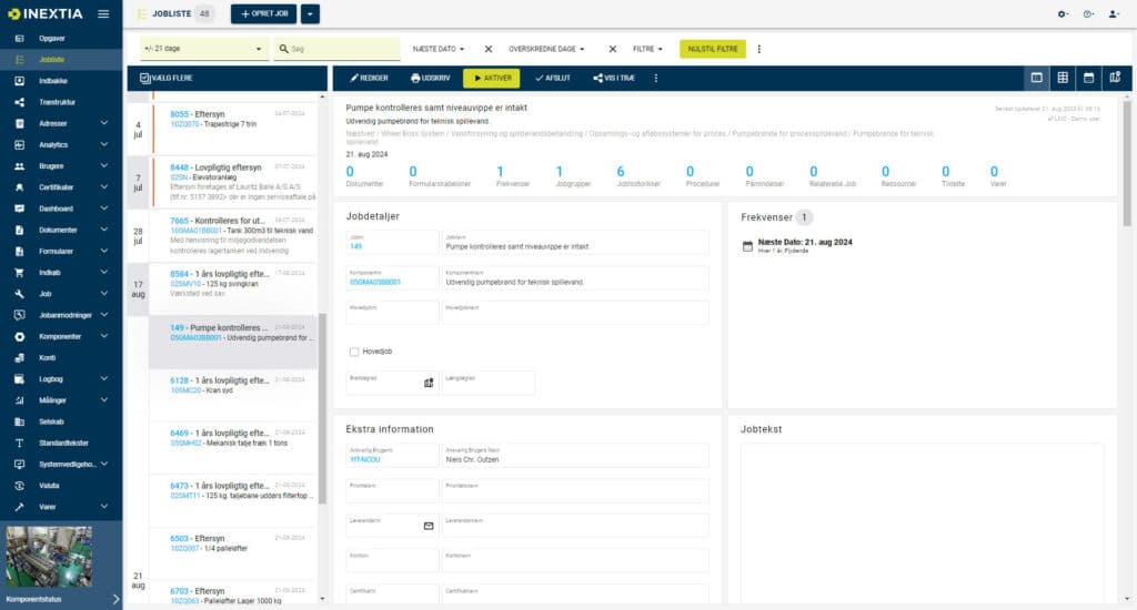 Skærmbillede af INEXTIA jobliste modul