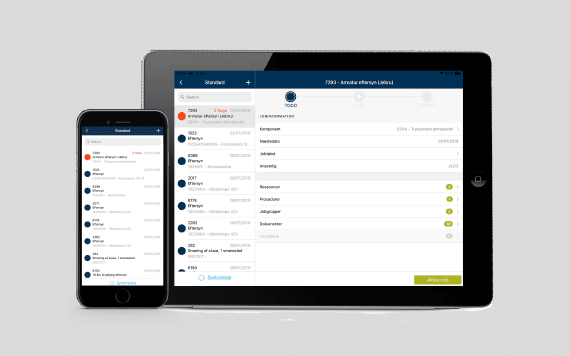 Formular modul på INEXTIA app både gennem mobil og tablet